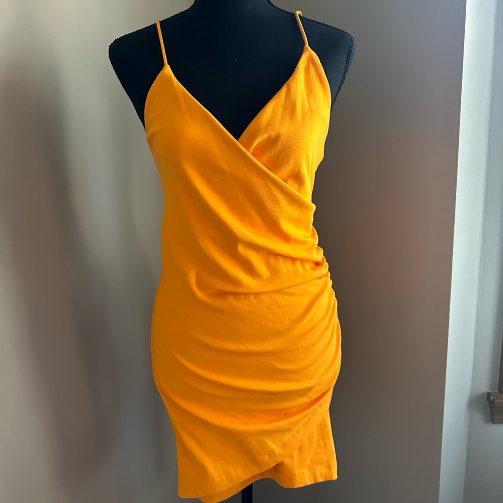 NWOT Zara Orange Asymmetrical Dress